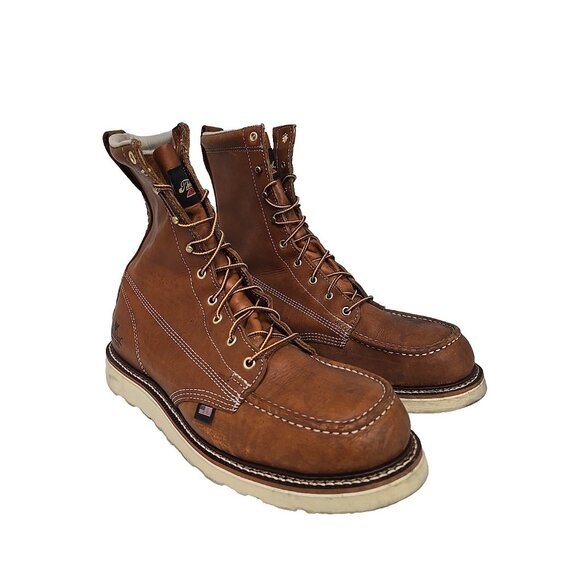 Thorogood Men's 8" Steel Toe Wedge Sole Work Boot U.S.A. 804-4208 Tobacco 14D - Picture 1 of 7